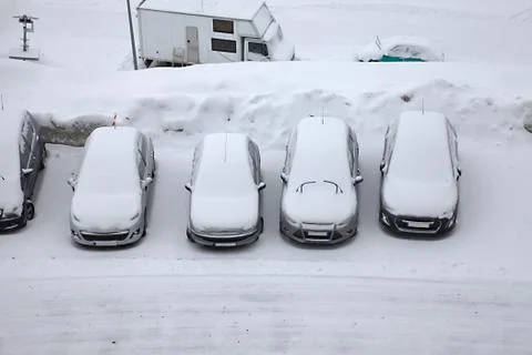 Winter parking Stock Photos