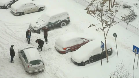 Winter Parking Time Lapse Stockbeeldmateriaal 35184357