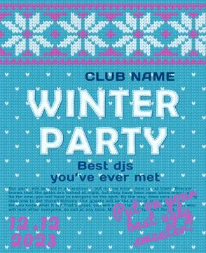 Winter party poster vector design. Invitation for ugly sweater party design Stock Illustration