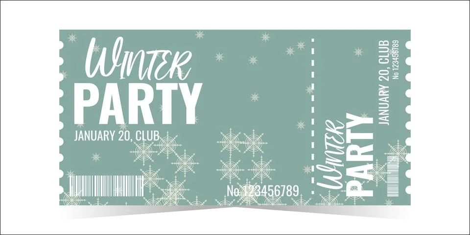 Winter party ticket Illustrazione stock