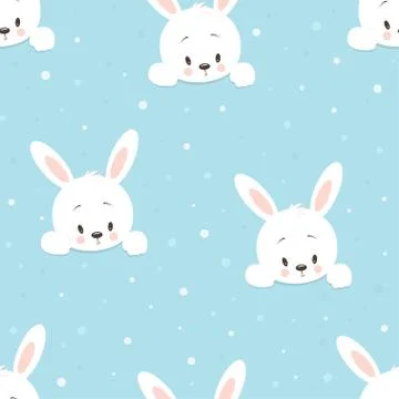 Winter pattern cartoon hare Illustrazione stock