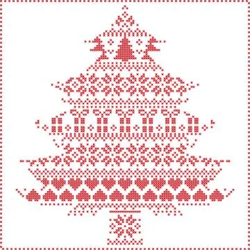 Winter pattern in chritsma tree shape Illustrazione stock