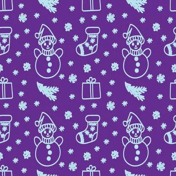 Winter pattern in doodle style. Seamless pattern . Stock Illustration