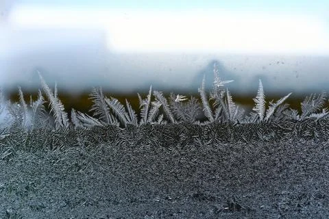 Winter pattern of ice crystals on glass Stock-Fotos