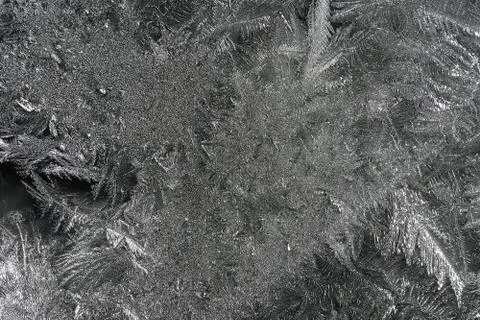 Winter pattern of ice crystals on glass 스톡 사진