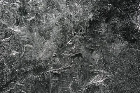 Winter pattern of ice crystals on glass Foto stock