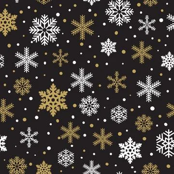 Winter pattern made of beautiful snowflakes in modern line art style. Stock Illustration