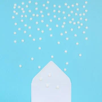 Winter pattern made of small white snowflakes Stock Photos