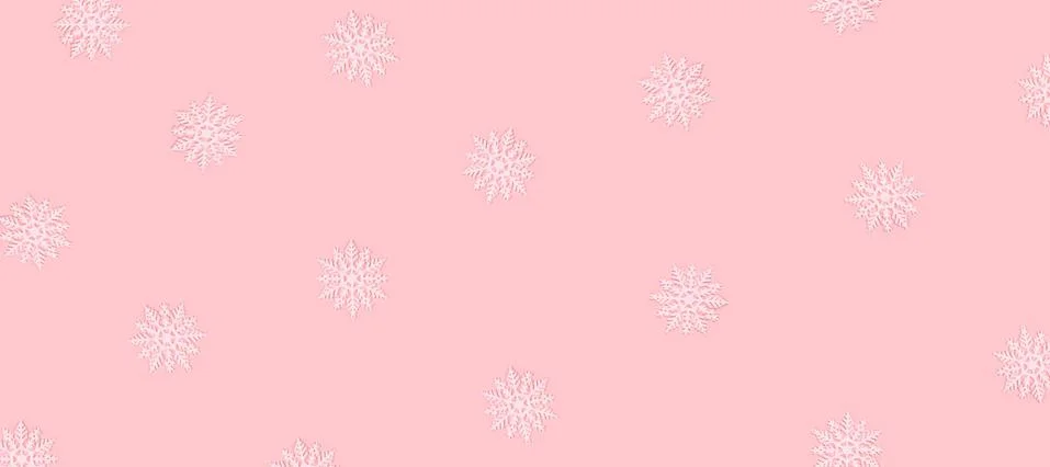 Winter pattern made of snowflakes and on pink background. Stock Illustration