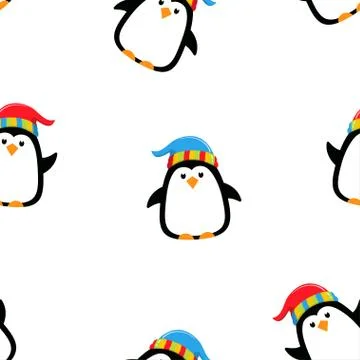 Winter pattern with penguin Stock Illustration