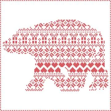 Winter pattern polar bear shape Stock Illustration
