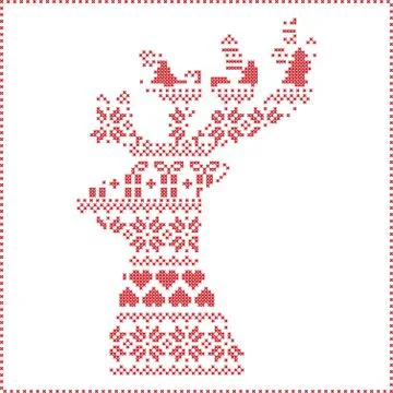 Winter pattern in reeindeer head shape shape Stock Illustration