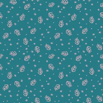 Winter pattern with simple elements. Snowflakes and pine branches. Stock Illustration