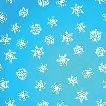 Winter pattern snowfall and white snowflakes on blue background. New Year and Illustrazione stock