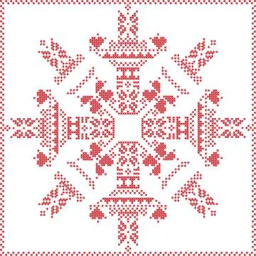 Winter pattern in snowflake shape Stock Illustration