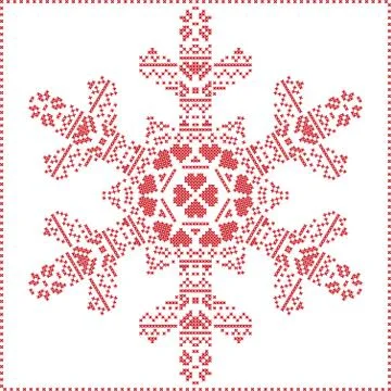 Winter pattern in snowflake  shape Stock Illustration