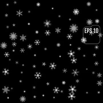 Winter pattern of snowflakes on a black background Stock Illustration