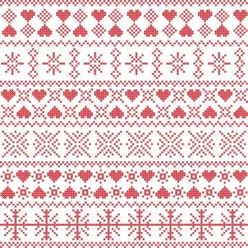 Winter pattern with star heart shape elements 스톡 일러스트
