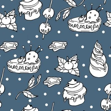 Winter pattern with tasty elements on it Stock Illustration