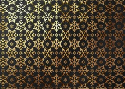 Winter pattern texture gold snowflake. Vector golden and black background Stockillustratie