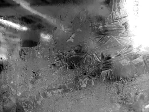 Winter patterns on the glass closeup Stock Photos