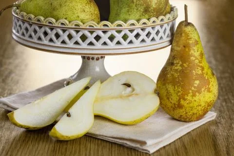Winter pear on a plate Stock Photos