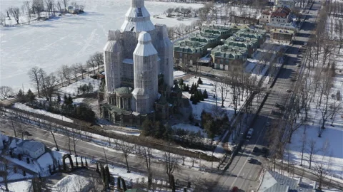 Winter Peter and Paul Cathedral in New Peterhof Video stock 111894468