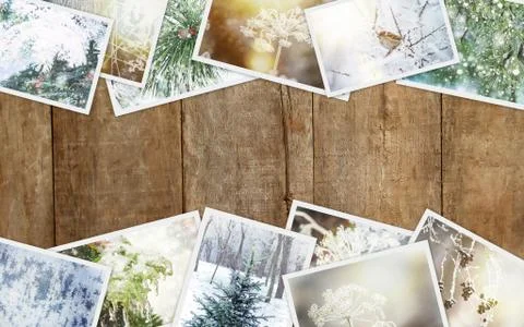 Winter photo collage. Selective focus. nature winter Stock Photos