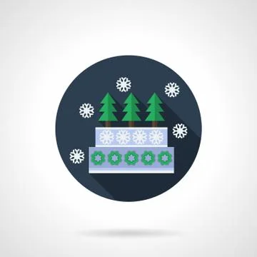 Winter pie blue round flat vector icon Illustrazione stock