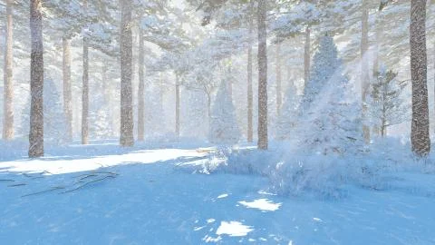 Winter pine forest at sunny day Stock Illustration