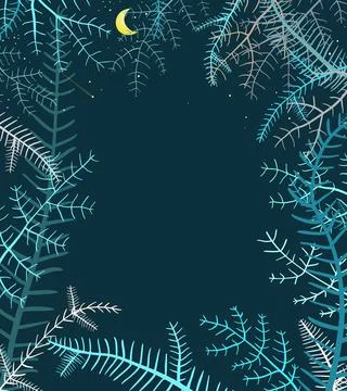 Winter Pine Tree Background Frame Design Stock Illustration