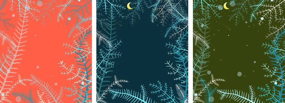 Winter Pine Tree Background Frame Design Stock Illustration