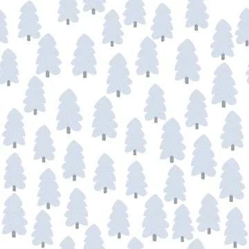 Winter pine tree seamless pattern on white background. Christmas holiday fore Stock Illustration