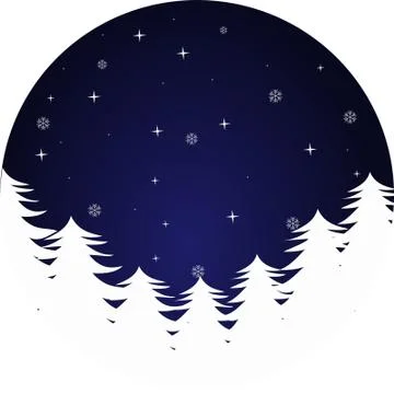 Winter pine tree with snowflake and star on blue background. Merry Christmas Stock Illustration