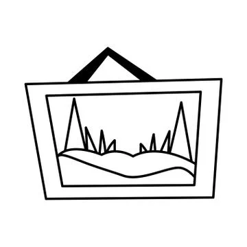 Winter pine trees inside frame vector design Ilustración de archivo