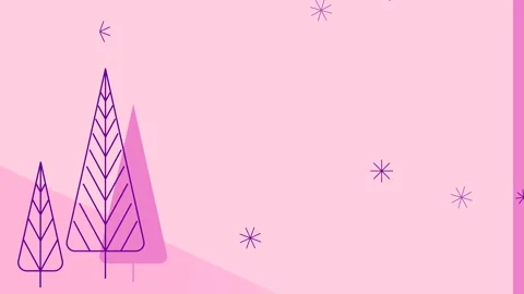 Winter pink background motion graphics with animated snowflakes with forest back Stock Footage 263188511