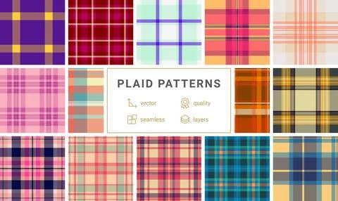 Winter plaid bundle created for textiles and decor. The pack includes coordin Illustrazione stock