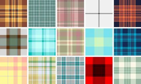 Winter plaid bundle created for textiles and decor. The pack includes coordin Stock Illustration