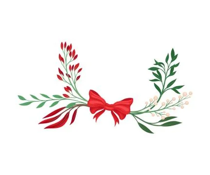 Winter Plant Elements Gathered in Vector Decorative Composition 스톡 일러스트