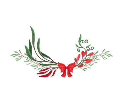 Winter Plant Elements Gathered in Vector Decorative Composition 스톡 일러스트