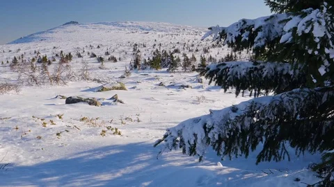 The winter plateau of the mountain Maly Iremel Stock Footage 84684635