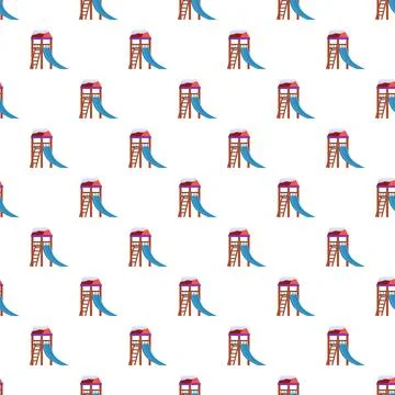 Winter playground slide seamless pattern with snow Illustrazione stock