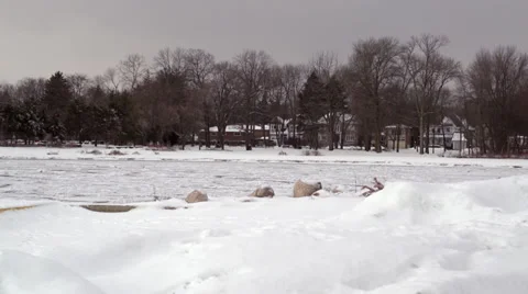 Winter by the Pond Stock Footage 33863195