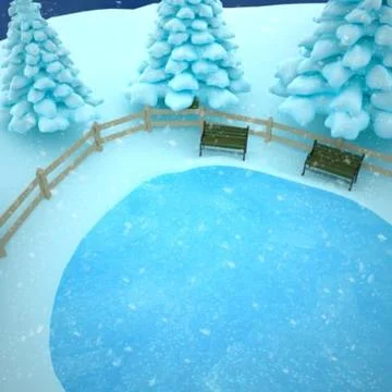 Winter Pond Scene 3D Model