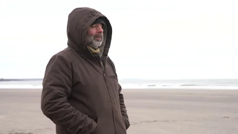 A winter portrait on the beach Stock Footage 167143583