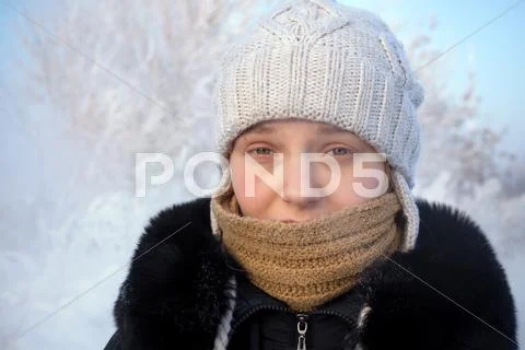 Winter portrait of the girl Stock Photos