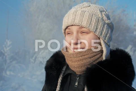 Winter portrait of the girl Stock Photos