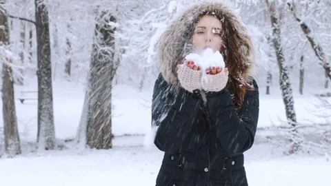 Winter portrait in the snow Stock Footage 80372240