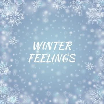 Winter Postcard with blurred and clear snowflake Illustrazione stock