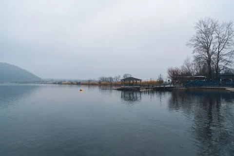 Winter postcard lake Stock Photos